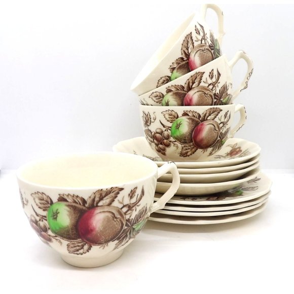 Johnson Bros. Other - Johnson Bros. Vtg. Harvest Time Ironstone Cups Saucers Plates Lot of 12